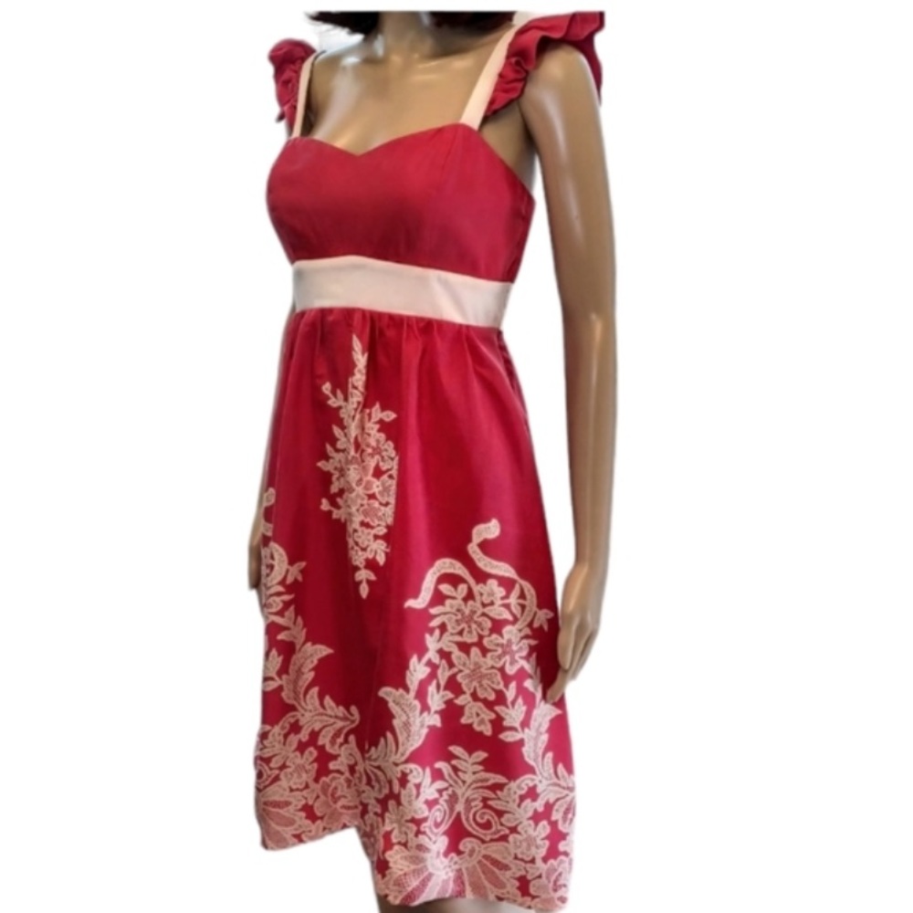 Vintage pin up Voom red silk dress by Joy Han L